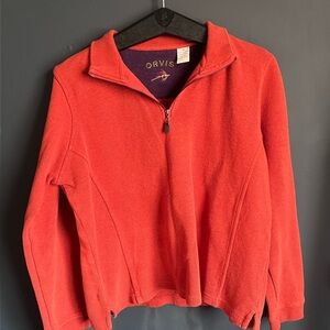 Orvis Rust Men’s Quarter Zip Pullover Blue Medium Cotton Sweater Sweatshirt